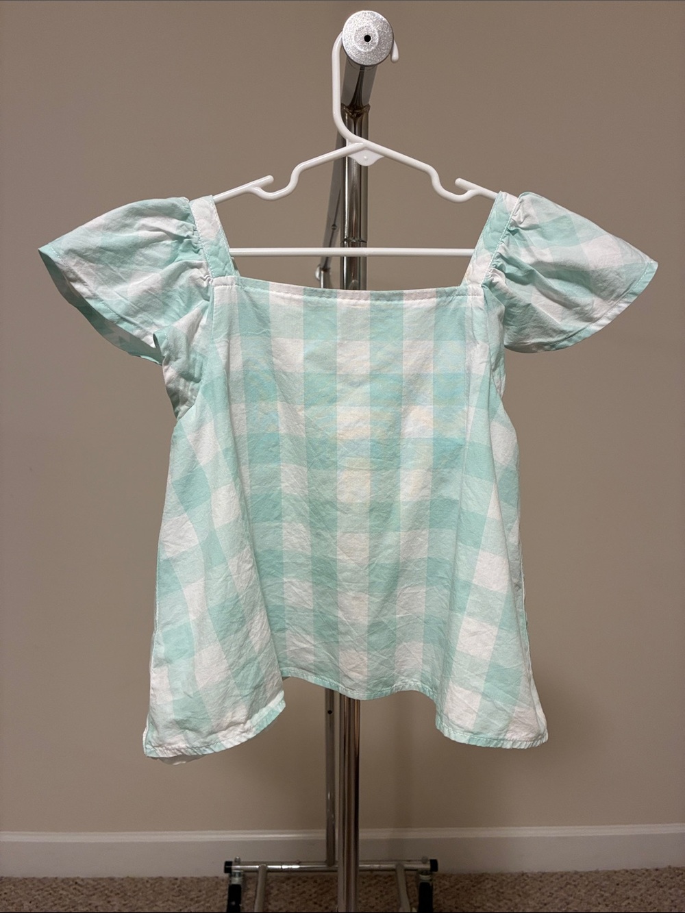 Cynthia Rowley Girls’ Mint Gingham Square-Neck Top